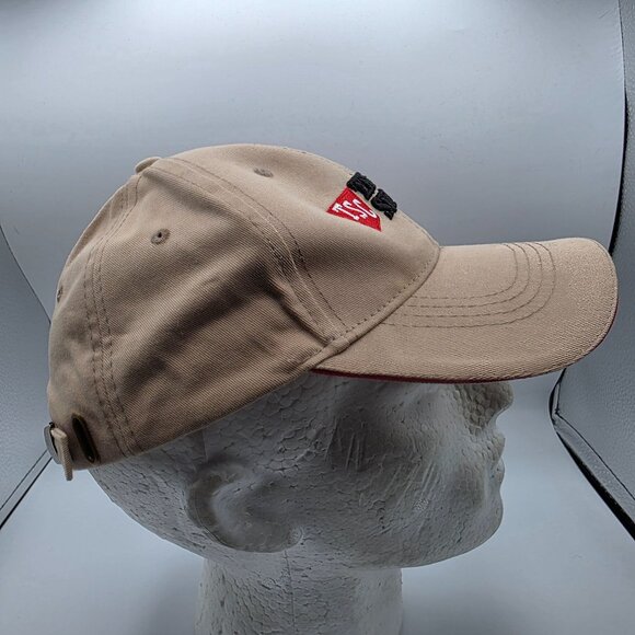 TSC Tractor Supply Co Adjustable Hat Tan Red Embroidered Logo Baseball Cap - Picture 4 of 8